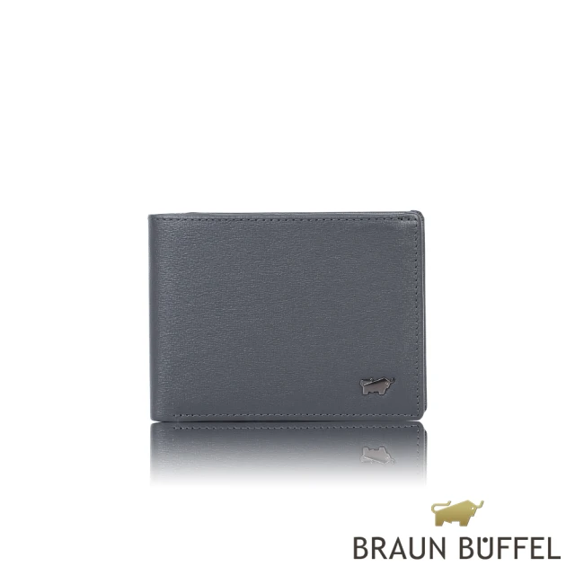 BRAUN BUFFEL 德國小金牛 台灣總代理 戰神-A 6卡男夾-藍色(BF518-312-NY)