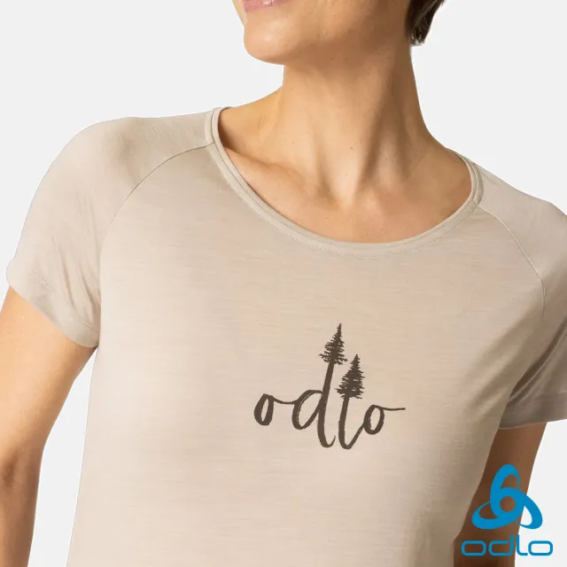 【ODLO】女 ASCENT羊毛短袖T-SHIRT 樹群 銀雲麻花(美麗諾羊毛 抗臭衣 透氣衣 乾爽 天絲)