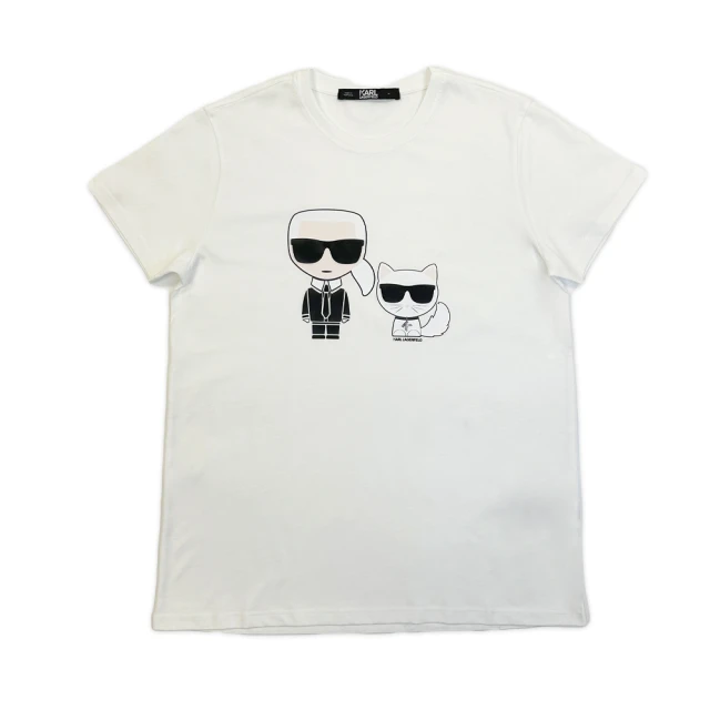 KARL LAGERFELD 卡爾 老佛爺印花LOGO 白色 純棉 圓領 T-SHIRT(210W172431100)