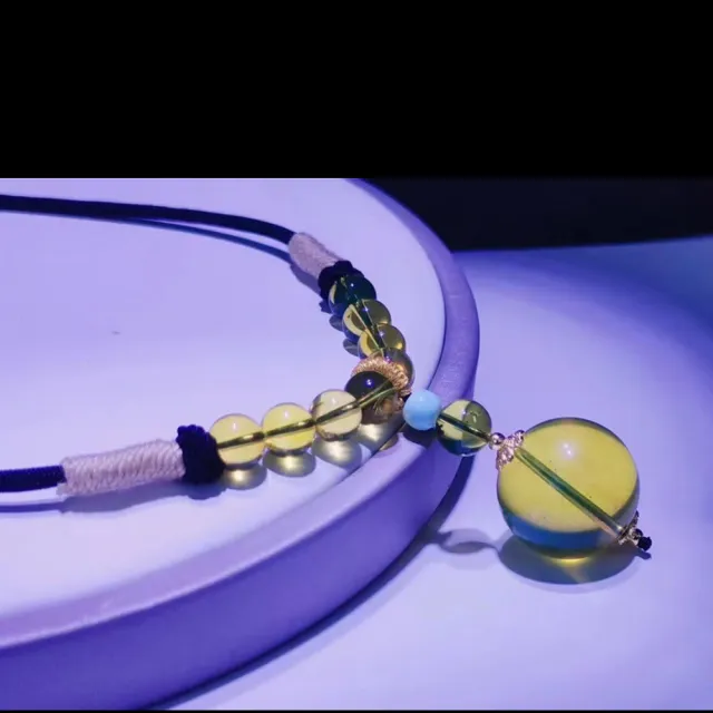 【勝弘珠寶】多明尼加藍珀圓珠綠松石南紅項鍊-7-19mm