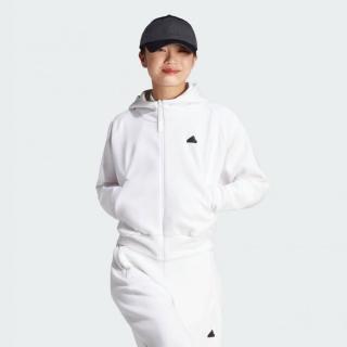 【adidas 愛迪達】外套 女款 運動連帽外套 W Z.N.E. FZ 白 IN5133