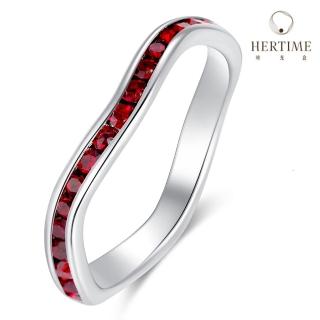 【hertime 時光盒】生日石波浪銀色戒指(1月石榴石)