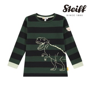 【STEIFF】熊頭童裝 條紋恐龍長袖T 內刷毛(長袖上衣)