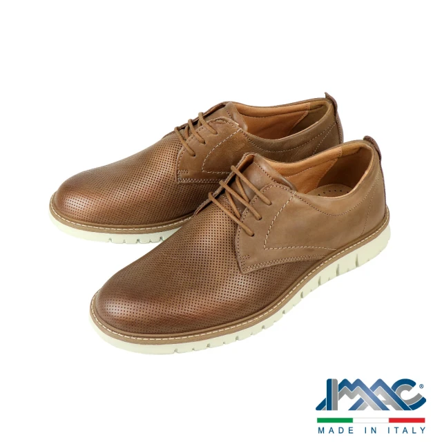 IMACIMAC 義大利半孔面雙色底綁帶休閒鞋 棕色(350350-BR)