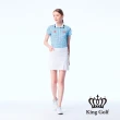 【KING GOLF】網路獨賣款-女款小圓點印花LOGO撞色涼感短袖POLO衫/高爾夫球衫(藍色)