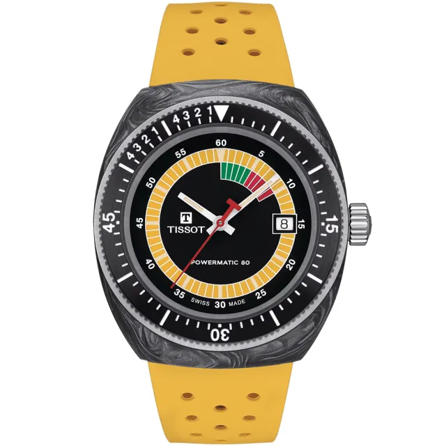 【TISSOT 天梭】Sideral S 70年代鍛造碳機械錶 618年中慶 推薦(T1454079705700)