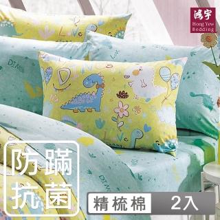 【HongYew 鴻宇】100%美國棉 防蹣抗菌 信封式枕套-迪迪龍 黃(2入)