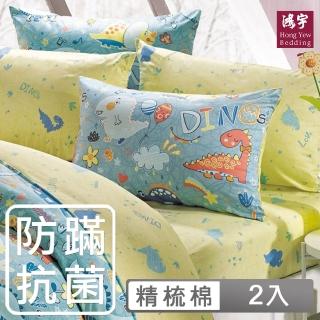 【HongYew 鴻宇】100%美國棉 防蹣抗菌 信封式枕套-迪迪龍 綠(2入)