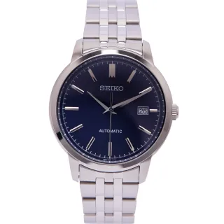 【SEIKO 精工】自動上鍊機械不鏽鋼錶帶手錶-藍面x銀色/40mm(SRPH87K1)