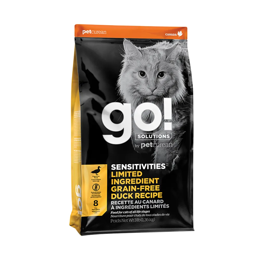 【Go!】低致敏鴨肉8磅 貓咪低敏系列 單一肉無穀天然糧(貓糧 貓飼料 鴨肉  寵物食品 全齡貓)
