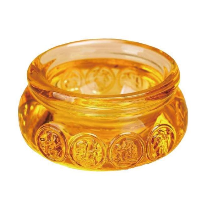 【WARM DAY LIFE】單入 大號 10cm 黃金開運水晶聚寶盆  元寶 藝品 琉璃 助財運(聚財 避邪 琉璃 財位必備)