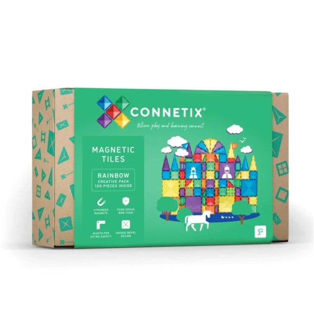 Connetix 磁樂Connetix 磁樂 澳洲 Connetix 磁力片-100片 彩虹基本組(STEAM 玩具)