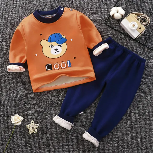 【安朵童舖】現貨兒童北歐加絨滿版上衣褲子兩件組套裝睡衣加居服(121)