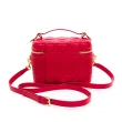 【Dior 迪奧】Travel 方形小廢包經典壓紋皮革手提包斜背包(紅/金)