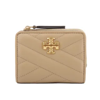 【TORY BURCH】Kira 縫線設計暗釦拉鍊零錢袋短夾(沙漠色)