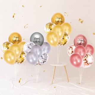 金屬色HAPPY BIRTHDAY氣球桌飄組1組-三色任選(生日派對 求婚告白 畢業跨年 週年紀念 氣球樹 氣球支架)