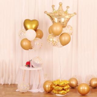 金色皇冠愛心桌飄地飄組1組-送打氣筒(生日派對 求婚告白 畢業跨年 氣球樹 支架)