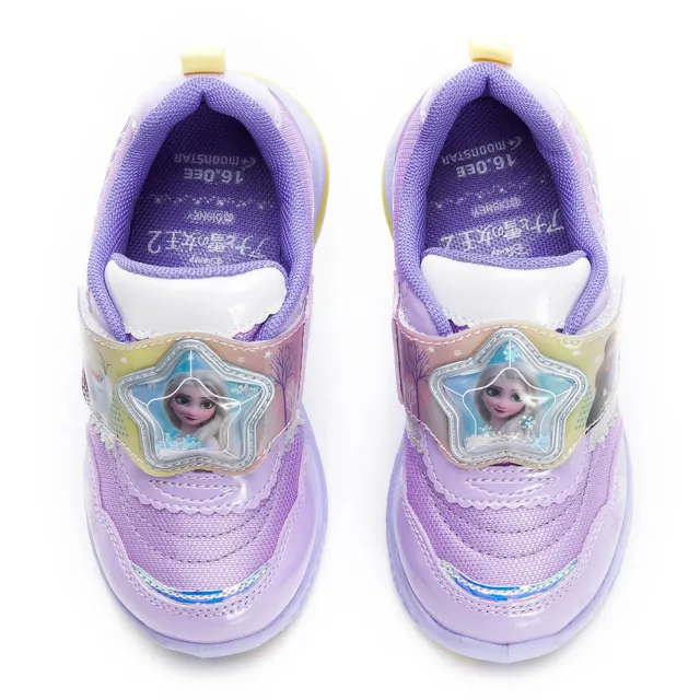 【MOONSTAR 月星】童鞋迪士尼冰雪奇緣電燈鞋(紫、白綠、藍三色任選)