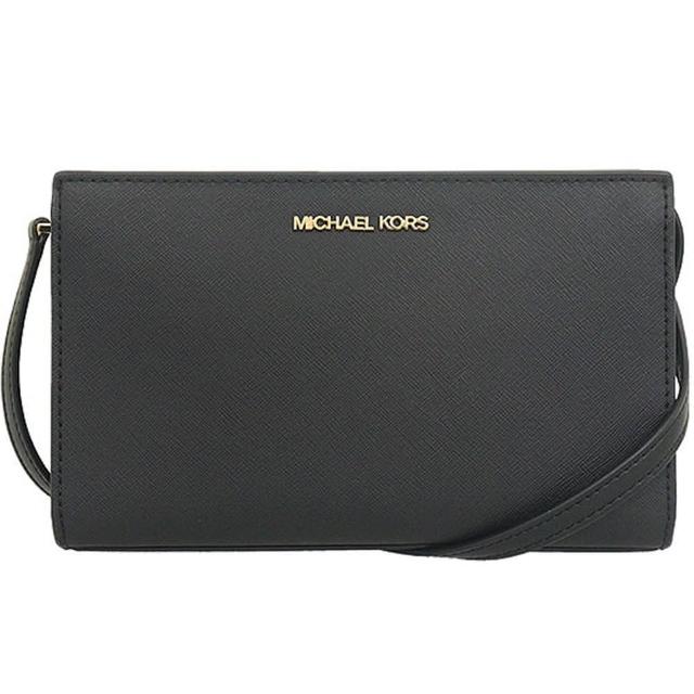 【Michael Kors】SHEILA黑色防刮皮革單拉鍊斜背包