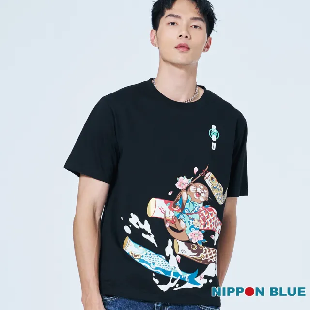 【BLUE WAY】男裝 棒系列戲鯉福獺印花 短袖 上衣-日本藍