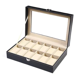 【HaNA 梨花】12位置手錶皮革珍藏飾品雙層收納盒．珠寶箱防潮錶盒