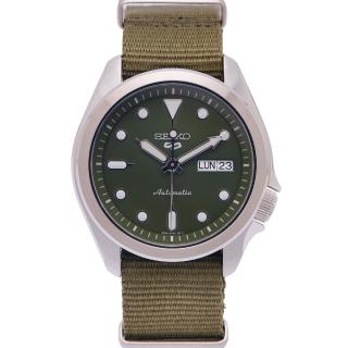 【SEIKO 精工】5號機械sport系列4R36帆布材質錶帶手錶-綠色面X綠色/40mm(SRPE65K1)