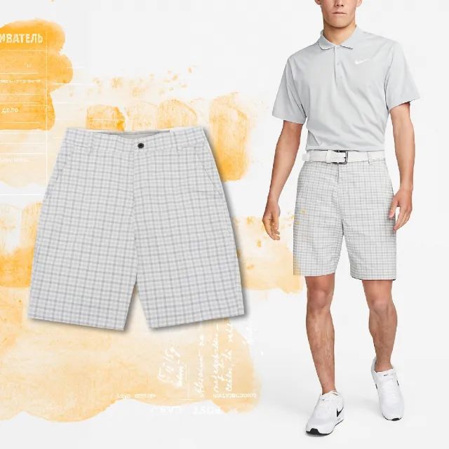 【NIKE 耐吉】短褲 Dri-FIT UV Chino Plaid Golf 男款 格紋 灰 白 防曬 高爾夫球(DN1960-077)