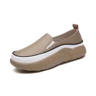 【SOFT WALK 舒步】厚底樂福鞋 撞色樂福鞋/舒適百搭撞色滾邊厚底樂福鞋 休閒鞋(棕)