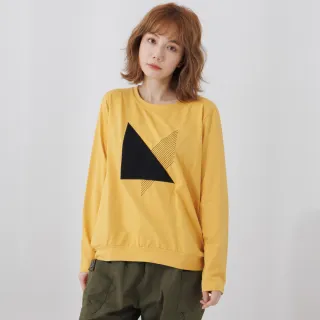 【betty’s 貝蒂思】幾何圖形圓領長袖T-shirt(黃色)
