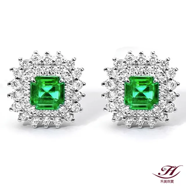 【禾美珠寶】天然哥倫比亞祖母綠耳環SN359(PT950鉑金)