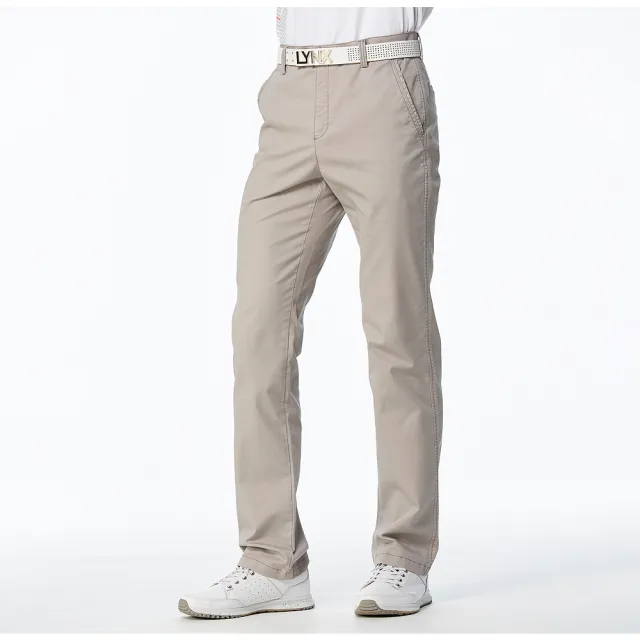 【Lynx Golf】男款純棉彈性舒適精選材質素面百搭基本款平口休閒長褲(二色)