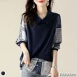 【MsMore】韓國時尚拼接藍瓷印花假2件上衣#110795(藍色)