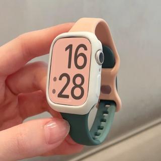 【樂邁3C】Apple Watch S9 撞色矽膠錶帶(撞色設計/簡約質感/親膚材質)