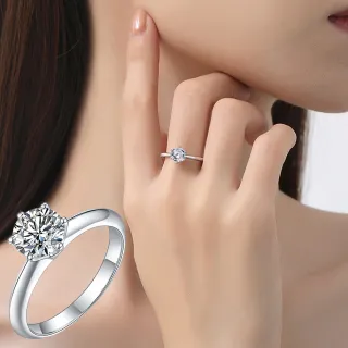 【KT DADA】結婚求婚戒 可調式戒指 戒指 S925純銀戒指 情侶戒指 戒指女生 生日禮物女生 鑽石戒指 六爪戒指