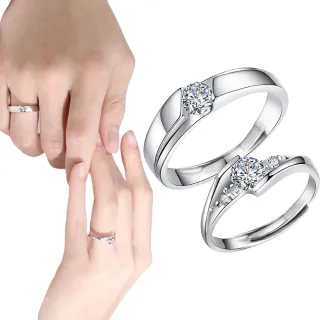 【MoonDy】結婚戒指 結婚對戒 純銀戒指 純銀飾品 情侶戒指 情侶對戒 鑽石戒指 開口戒指 韓國戒指 可調節