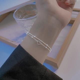 【MoonDy】包包 愛心手鍊 ins手鍊 手鏈 手環 純銀手鍊 手鍊女 雙層手鍊 心形 閨蜜手鍊 韓國手鍊 情人