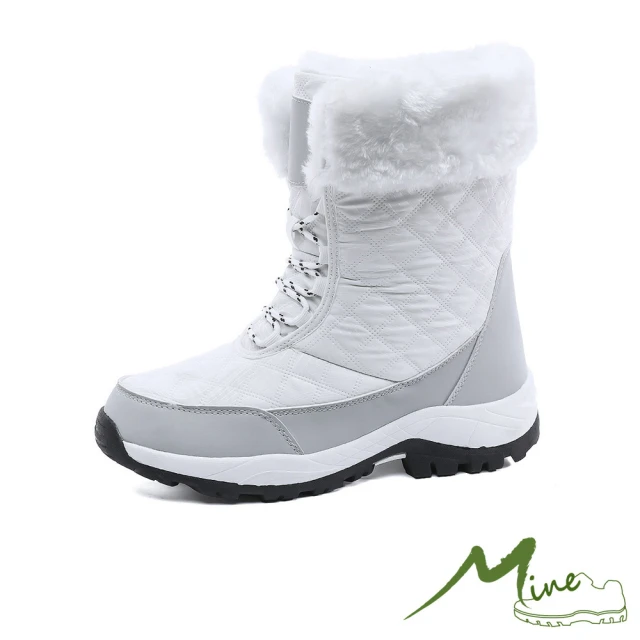 MINE 保暖雪靴/保暖機能毛絨翻領綁帶造型登山短靴 雪靴(