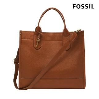 【FOSSIL 官方旗艦館】Kyler 大容量真皮兩用方包-咖啡色 SHB3103210
