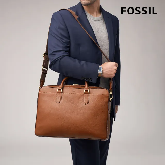 【FOSSIL 官方旗艦館】Asher 真皮公事包-咖啡色 MBG9614210