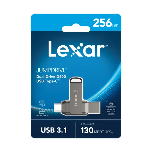 【Lexar 雷克沙】D400 256GB USB 3.1 Type-C 雙頭隨身碟