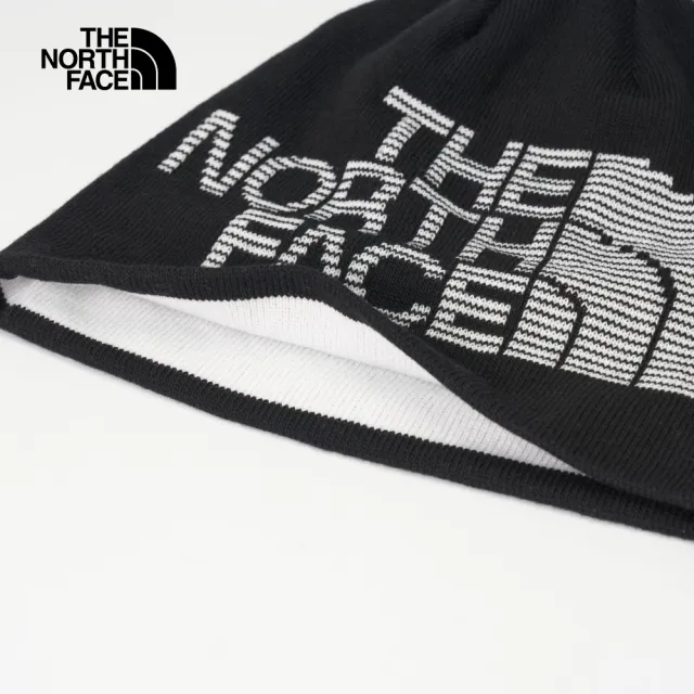 【The North Face 官方旗艦】北面男女款黑色雙面戴保暖針織毛帽｜7WLAYA7