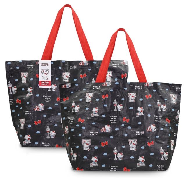 【murmur】母親節禮物 Hello Kitty-送信黑(購物袋.環保袋.可收納.編織購物袋)