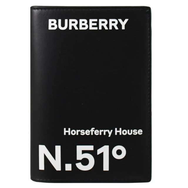 BURBERRY 巴寶莉BURBERRY 巴寶莉 經典LOGO座標壓紋小牛皮信用卡護照中夾(黑)
