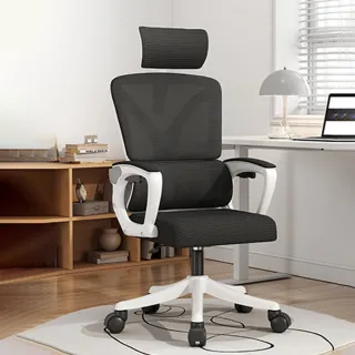 【坐得正】白框黑網+頭枕 雙背 無擱腳款辦公椅 電腦椅 人體工學椅 升降椅 電競椅 旋轉椅(OA310WHP)