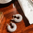【LUV AJ】好萊塢潮牌 銀色鑲鑽 小寬版圓耳環 PAVE MINI DONUT HOOPS(小寬版圓耳環)