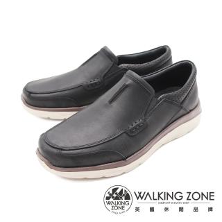 【WALKING ZONE】男 簡約樂福鞋 莫卡辛男鞋(黑)