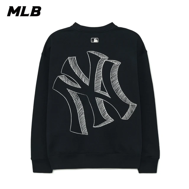 MLB 小Logo半拉鍊長袖大學T 紐約洋基隊(3AMTB0