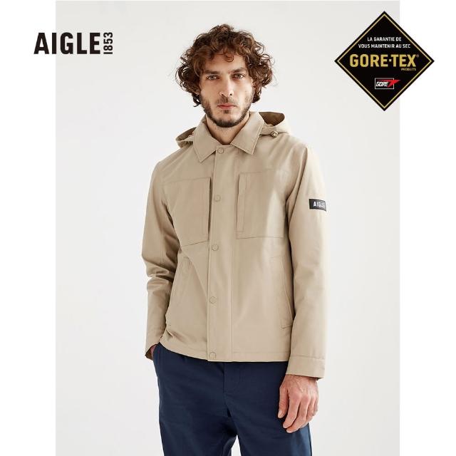 【AIGLE】男防水透氣外套AG-3P101A150 卡其(男外套 防水透氣外套 Goretex)