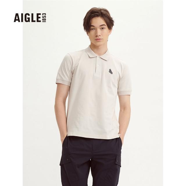 【AIGLE】男快乾短袖POLO衫AG-3P114A138 淺卡其(男POLO衫 快乾短袖POLO衫)