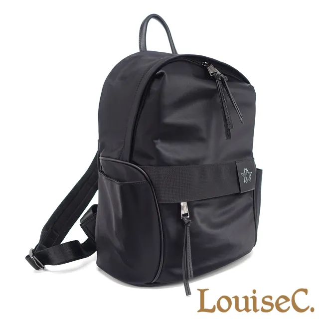 【LouiseC.】雙11 Tree House 牛皮+質感牛津尼龍收納手提後背防水包-黑色(真皮包包 YS1108165-05